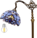 WERFACTORY Tiffany Style Floor Lamp, Blue Purple Stained Glass, Adjustable Gooseneck, 12x18x64 Inches, Corner Reading Light for Bedroom & Living Room