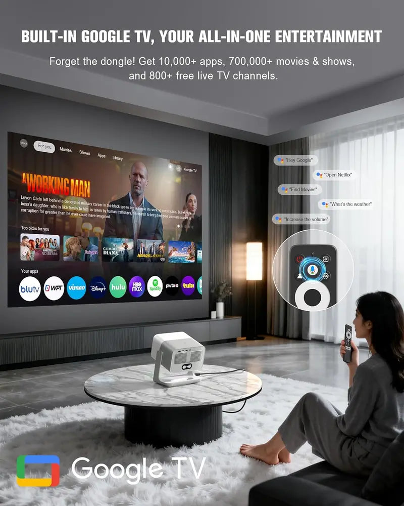 VOPLLS Smart Outdoor Projector with Wi-Fi, Bluetooth, Dolby Audio, and Auto Focus