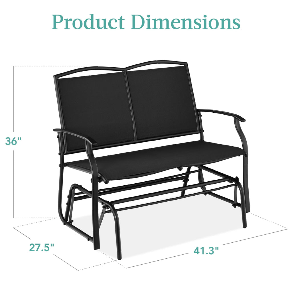 Best Choice Products 2 - Person Outdoor Swing Glider, Steel Patio Loveseat, Bench Rocker W/ Armrests - Gray