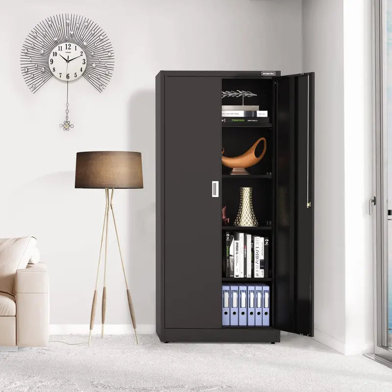 WORKPRO Steel Garage Storage Cabinet â€?Lockable Metal Unit with Doors and Adjustable Shelving