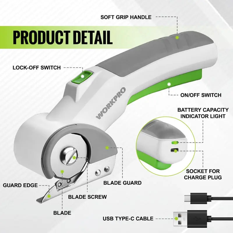 WORKPRO 4V Cordless Electric Scissors â€?Compact Rechargeable Cutting Tool