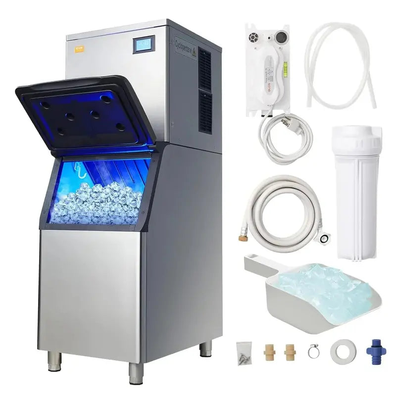 VEVOR Commercial Ice Maker â€?360 lbs/24H Output with 330.7 lbs Insulated Storage Bin