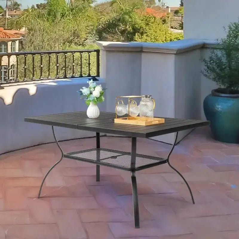 Wrought Iron Patio Dining Table â€?59â€?Rectangular Outdoor Surface