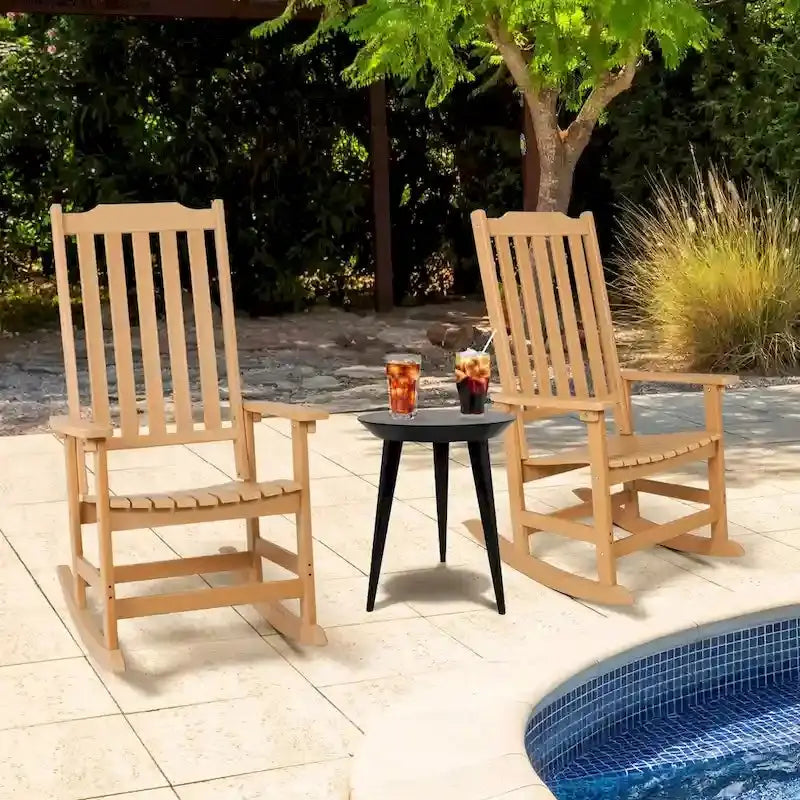Vrakae All-Weather Patio Rocking Chairs â€?2-Piece High-Back Set Designed for Durability and Outdoor Relaxation