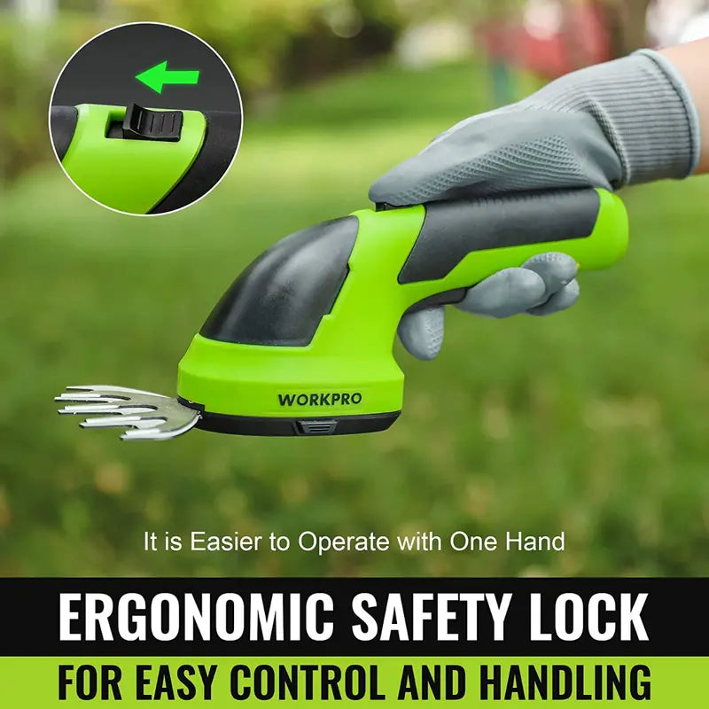WORKPRO 7.2V Cordless 2-in-1 Shrub Trimmer & Hedge Shear â€?Ergonomic Pink Ribbon Model