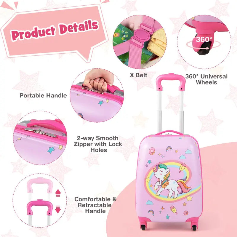 Two-Piece Kids Luggage Set: 12â€?+ 16â€?Lightweight Spinner Suitcases