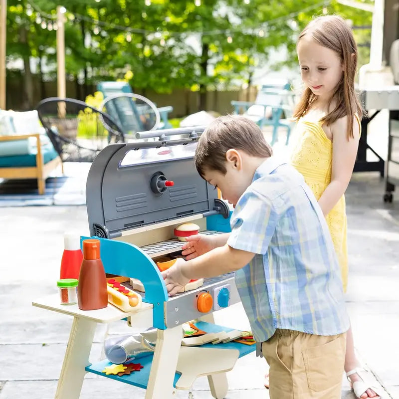 Wooden Luxury Pretend Grill & Pizza Oven Toy â€?Smoker-Inspired Cooking Role-Play Set