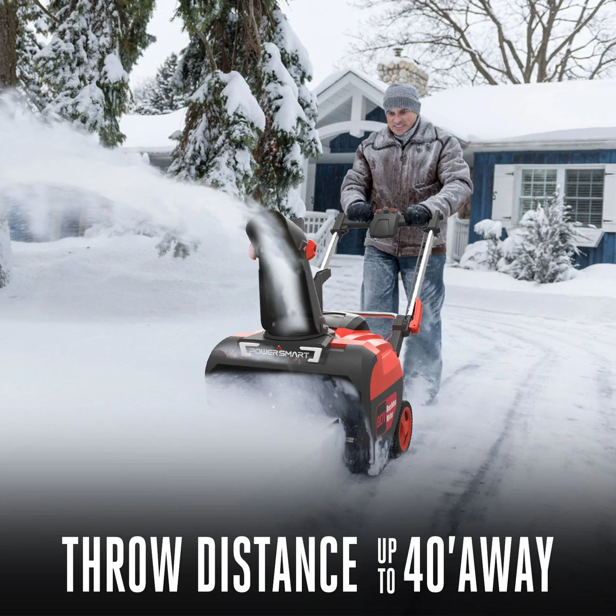 Powersmart 21" 80V Cordless Snow Blower, 6.0ah Battery Powered Snow Thrower, DB2801RW - 3P1