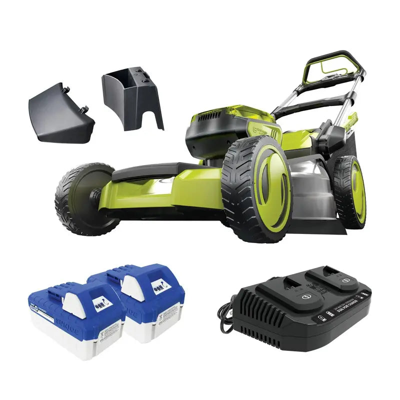 Sun Joe iON16LM 48V Cordless Self-Propelled Lawn Mower â€?20-Inch Cut, Dual 4.0Ah Batteries, 7-Position Height Adjustment