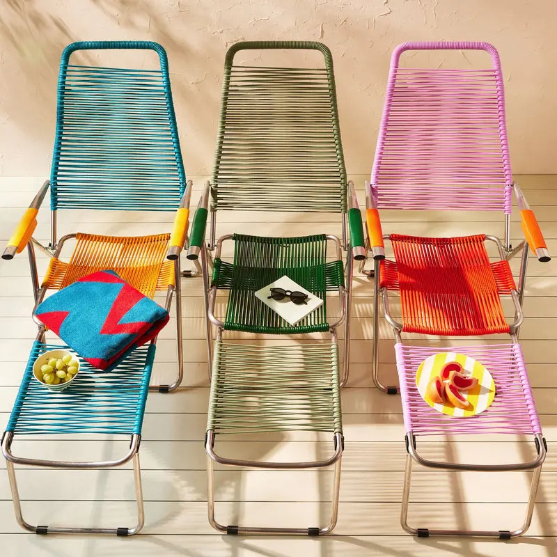 Spaghetti Outdoor Lounge Chair â€?Sage Green Woven Frame