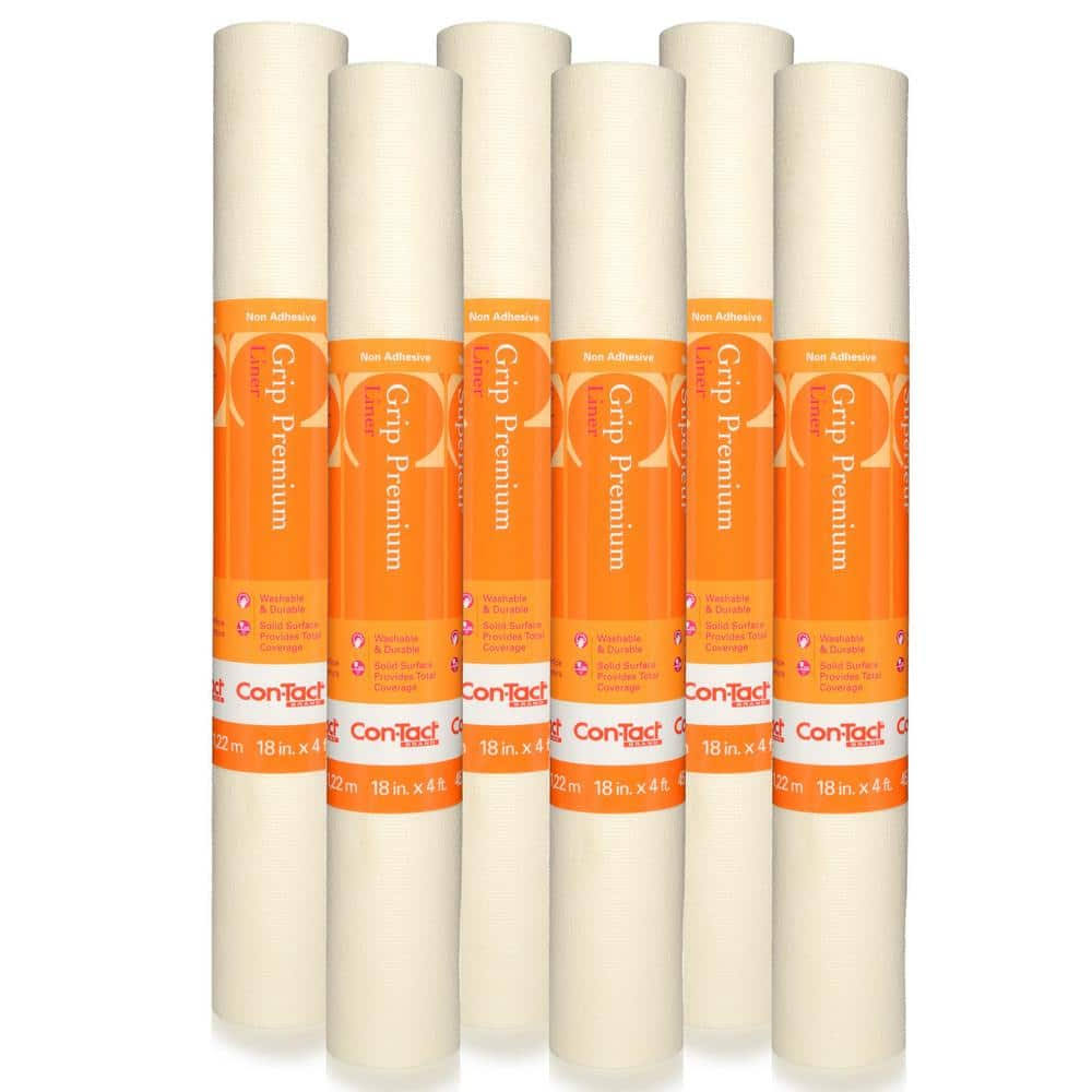 Con-Tact Grip Premium 18 in. x 4 ft. White Solid Grip Non-Adhesive Drawer and Shelf Liner (6 Rolls)