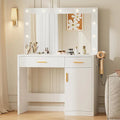 Sweetcrispy 35.4-Inch Vanity Desk with Full-Size LED Mirror and Touch-Control Lighting