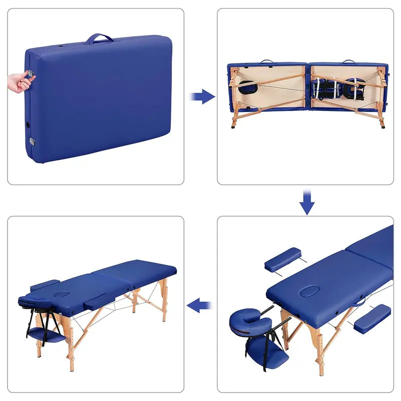 Yaheetech Portable Folding Massage Table â€?Adjustable 2-Fold Spa Bed with Carry Bag, Black