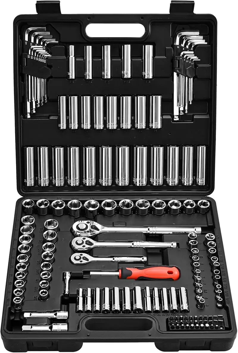 VEVOR Professional Mechanics Tool Set â€?Metric & Standard Socket Kit with Deep and Regular Sockets