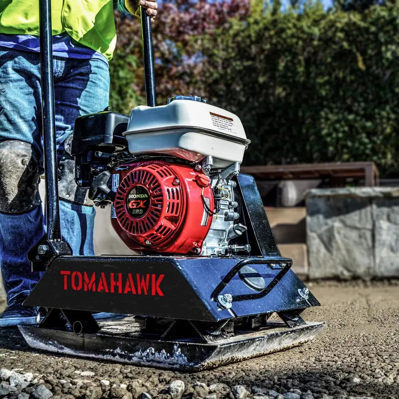 Tomahawk Power Gas Plate Compactor â€?5.5 HP, 3000 lbs/ft Force, 63cc Engine, 17×13â€?Plate