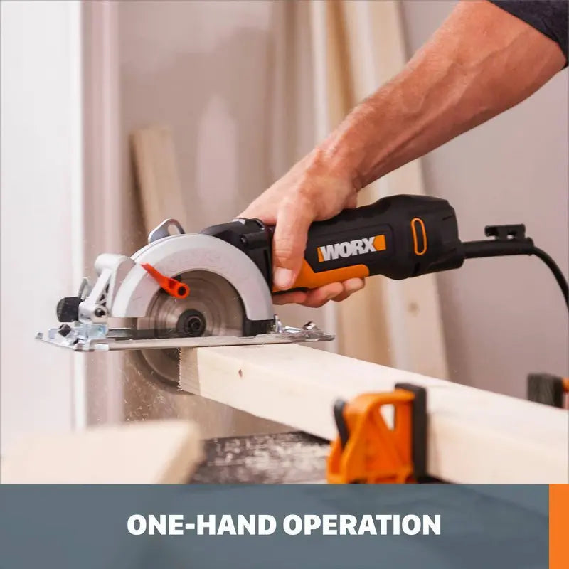 Worx WorxSaw WX439L 4.5 Amp Compact Circular Saw, 4-1/2â€?Blade, One-Hand Operation