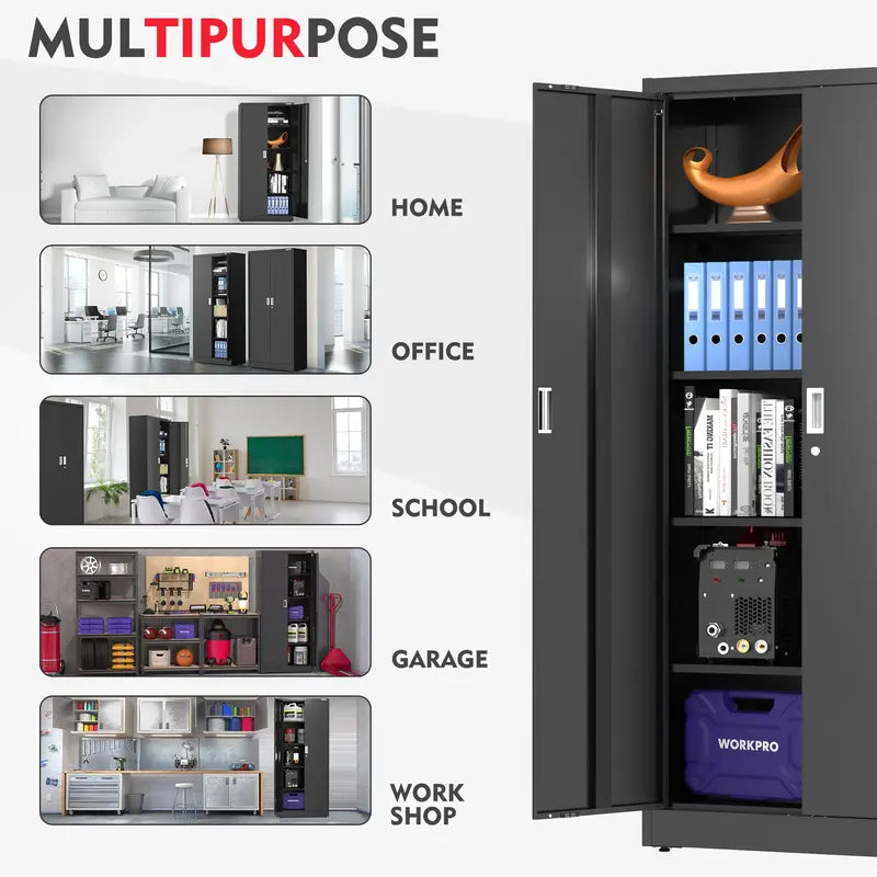 WORKPRO Steel Garage Storage Cabinet â€?Lockable Metal Unit with Doors and Adjustable Shelving