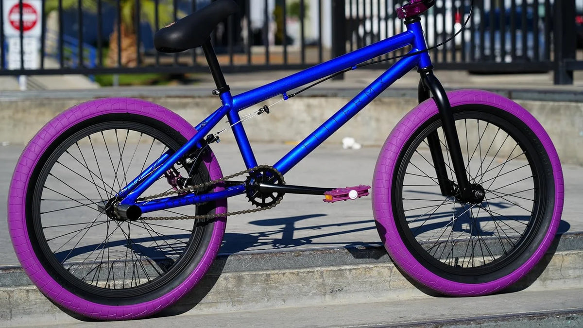 Elite BMX Bicycle 20 Freestyle Bike - Stealth Blue Purple Ideal for Ages 7 to 18 Years