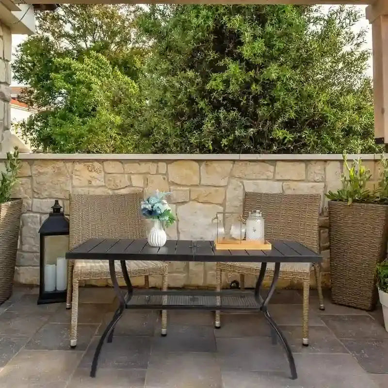 Wrought Iron Patio Dining Table â€?59â€?Rectangular Outdoor Surface