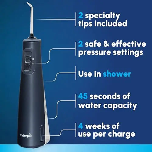 Waterpik Cordless Rechargeable Water Flosser for Teeth & Gums â€?ADA Accepted, Waterproof, 2 Tips, Blue