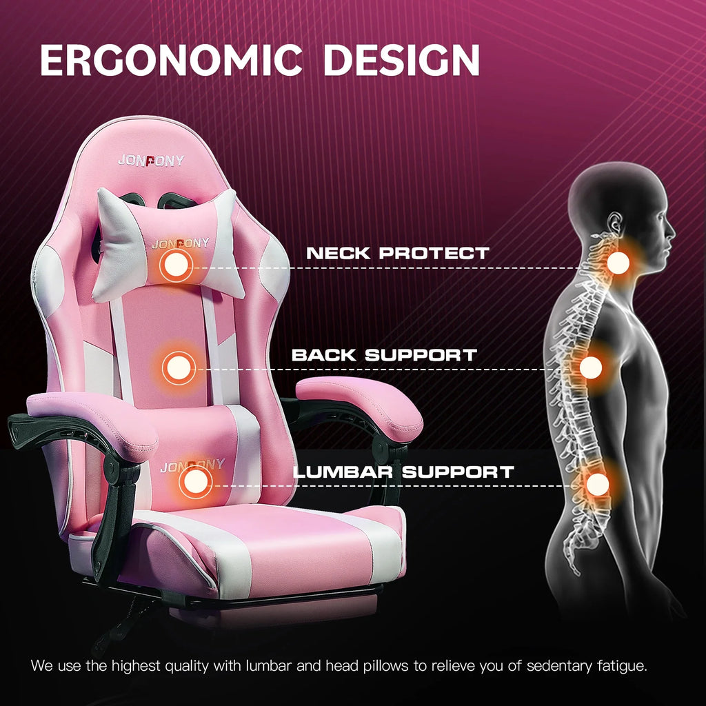 JONPONY Big and Tall Gaming Chair, Ergonomic Design, Gamer Chair PU Leather with Footrest and Lumbar Support, High Back Office Chair Support 8 Hours Long Sitting, Computer Chair, Black Grey