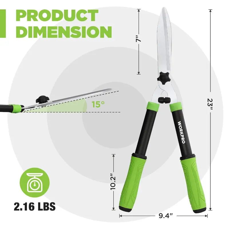 WORKPRO 23-Inch Manual Hedge Shears â€?Professional-Grade Trimming Tool