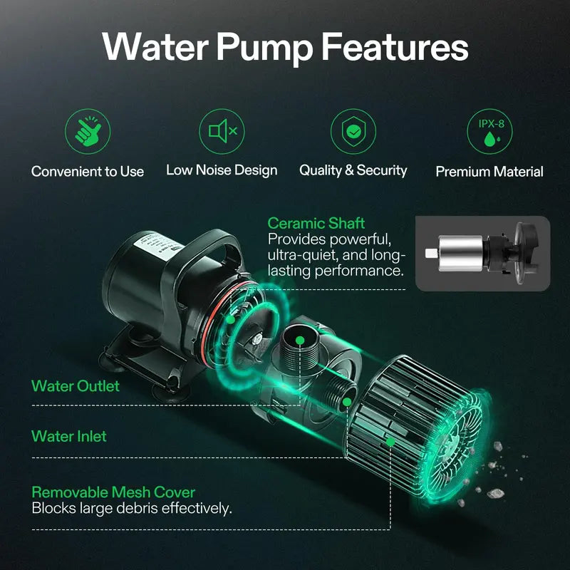 VIVOSUN 2700 GPH Quiet Submersible Water Pump, Energy Efficient, High Lift, for Ponds & Fountains