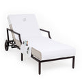 Linum Home Textiles Personalized Standard Size Chaise Lounge Cover with Side Pockets, White