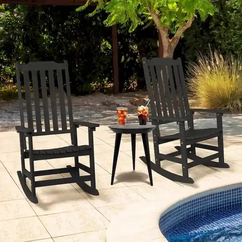 Vrakae All-Weather Patio Rocking Chairs â€?2-Piece High-Back Set Designed for Durability and Outdoor Relaxation