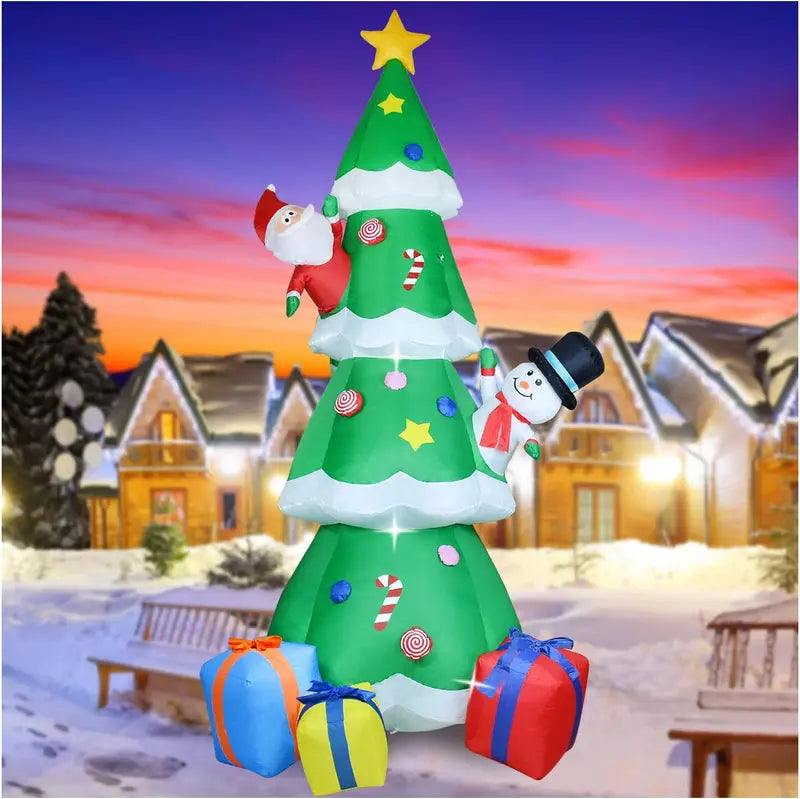 ZXSWONLY 9Ft Christmas Inflatable Tree with LED Lights, Multicolor Gift Boxes & Star for Indoor/Outdoor Holiday Decor