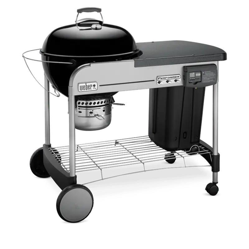 Weber Performer Deluxe 22-Inch Charcoal Grill â€?Premium Black Kettle with Integrated Ash Catcher