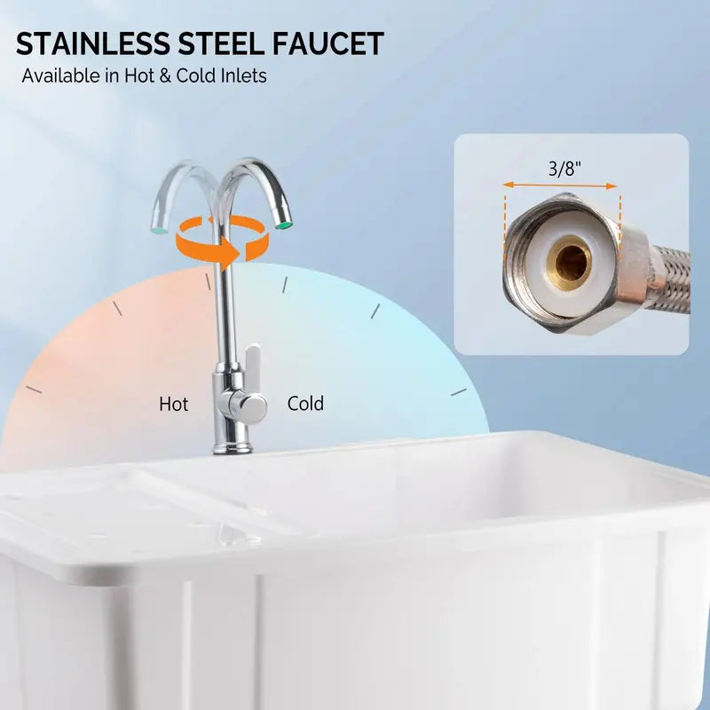 VINGLI Multipurpose Utility Sink with Stainless Steel Faucet for Laundry & Garage