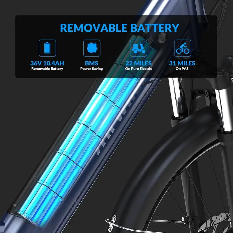 W18B 26-Inch Electric Bike â€?350W Motor, 36V 10.4Ah Removable Battery, 7-Speed UL2849 Certified
