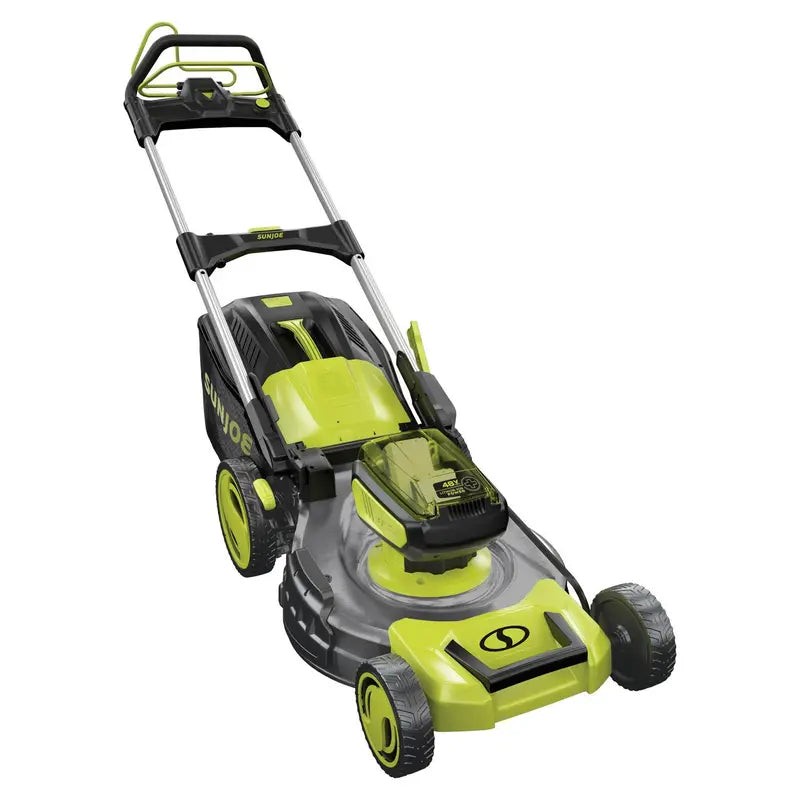 Sun Joe iON16LM 48V Cordless Self-Propelled Lawn Mower â€?20-Inch Cut, Dual 4.0Ah Batteries, 7-Position Height Adjustment