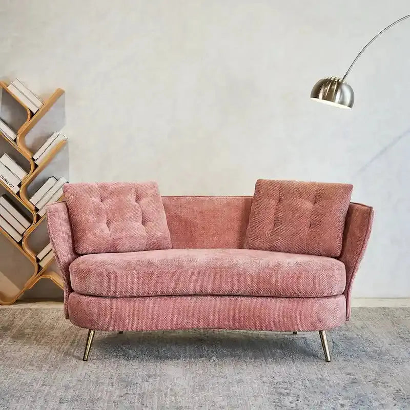 Velvet Loveseat with Gilded Metal Legs â€?Modern Living Room Sofa