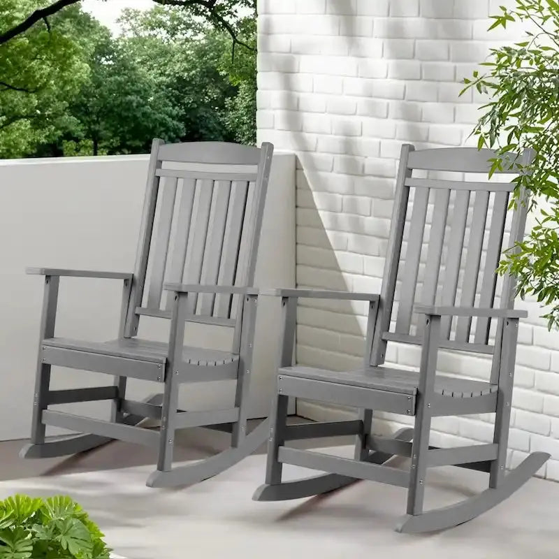 Vrakae All-Weather High-Back Rocking Chair Set â€?Two-Piece Outdoor Seating