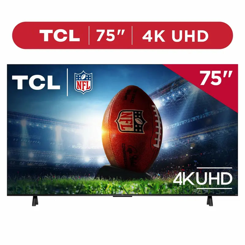 TCL 75-Inch 4-Series 4K UHD Smart TV with Roku, HDR, Voice Control, and Sleek Bezel-Less Design