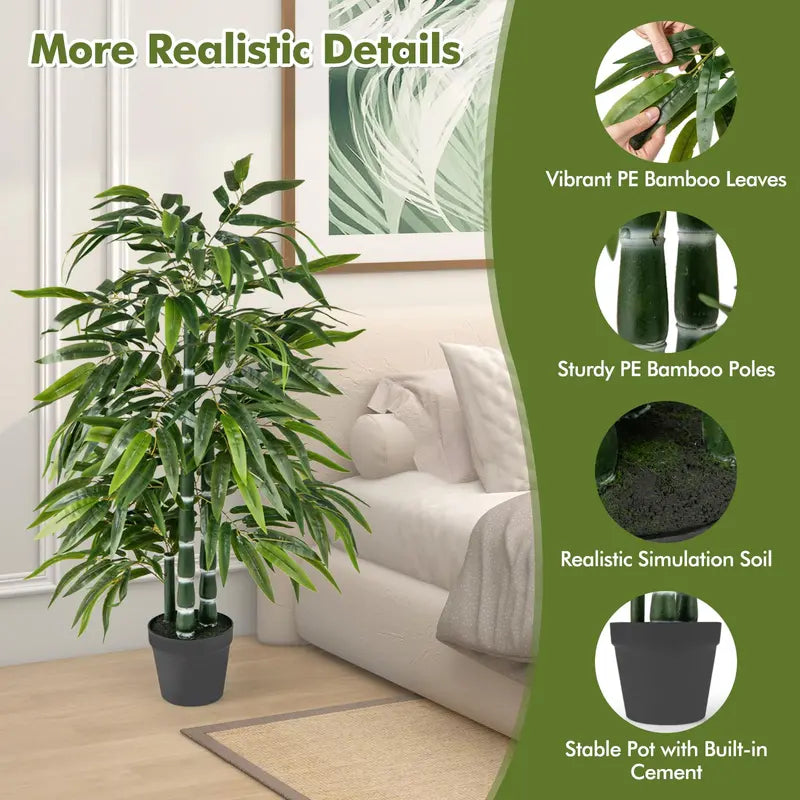 Twin 50-Inch Artificial Bamboo Trees â€?PE Trunk & Natural-Looking Faux Bamboo Plants
