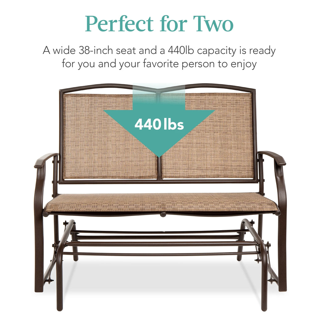 Best Choice Products 2 - Person Outdoor Swing Glider, Steel Patio Loveseat, Bench Rocker W/ Armrests - Gray