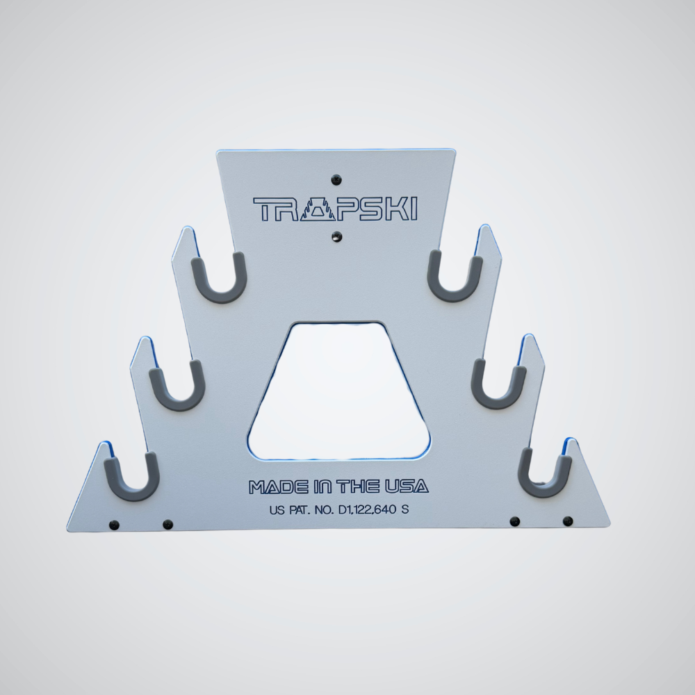 PRE-ORDER Special Edition White/Blue: TRAPSKI All Mountain/Race/XC Ski and Standard Stance Snowboard Rack