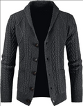 Men's Casual Wool Blend Cardigan Sweaters Long Sleeve Shawl Collar Buttons Down Cable Knit Sweater