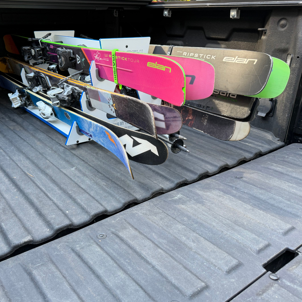 PRE-ORDER Special Edition White/Blue: TRAPSKI All Mountain/Race/XC Ski and Standard Stance Snowboard Rack