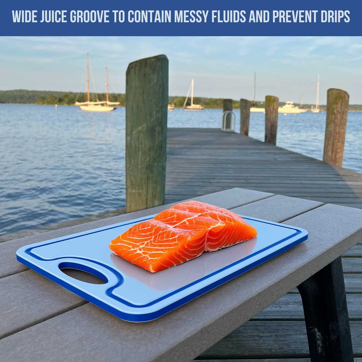 Made in the USA | Premium Cutting Board | Textured 1/2 inch HDPE | Non-Skid or Mark Rubber Feet | Great for Boats & any Counter-top