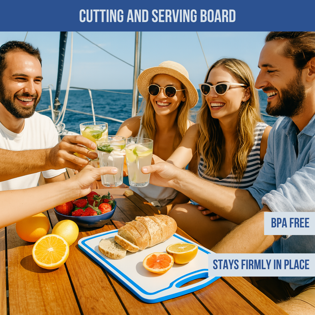 Made in the USA | Premium Cutting Board | Textured 1/2 inch HDPE | Non-Skid or Mark Rubber Feet | Great for Boats & any Counter-top