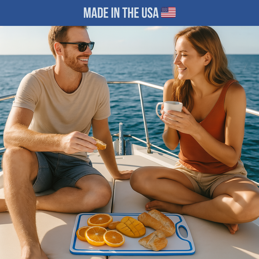 Made in the USA | Premium Cutting Board | Textured 1/2 inch HDPE | Non-Skid or Mark Rubber Feet | Great for Boats & any Counter-top