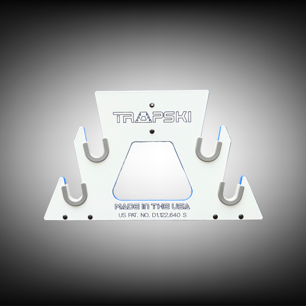 PRE-ORDER Special Edition White/Blue: TRAPSKI All Mountain/Race/XC Ski and Standard Stance Snowboard Rack