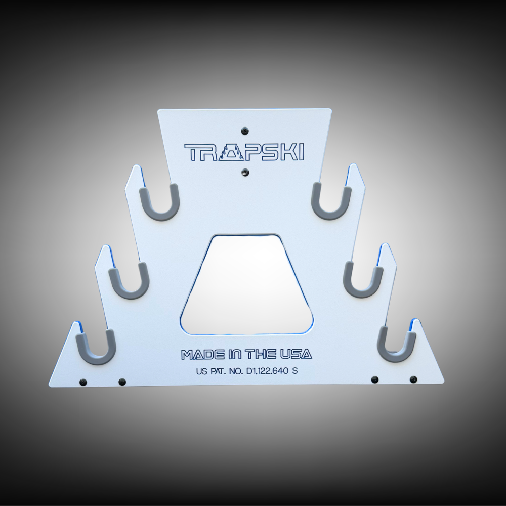 PRE-ORDER Special Edition White/Blue: TRAPSKI All Mountain/Race/XC Ski and Standard Stance Snowboard Rack