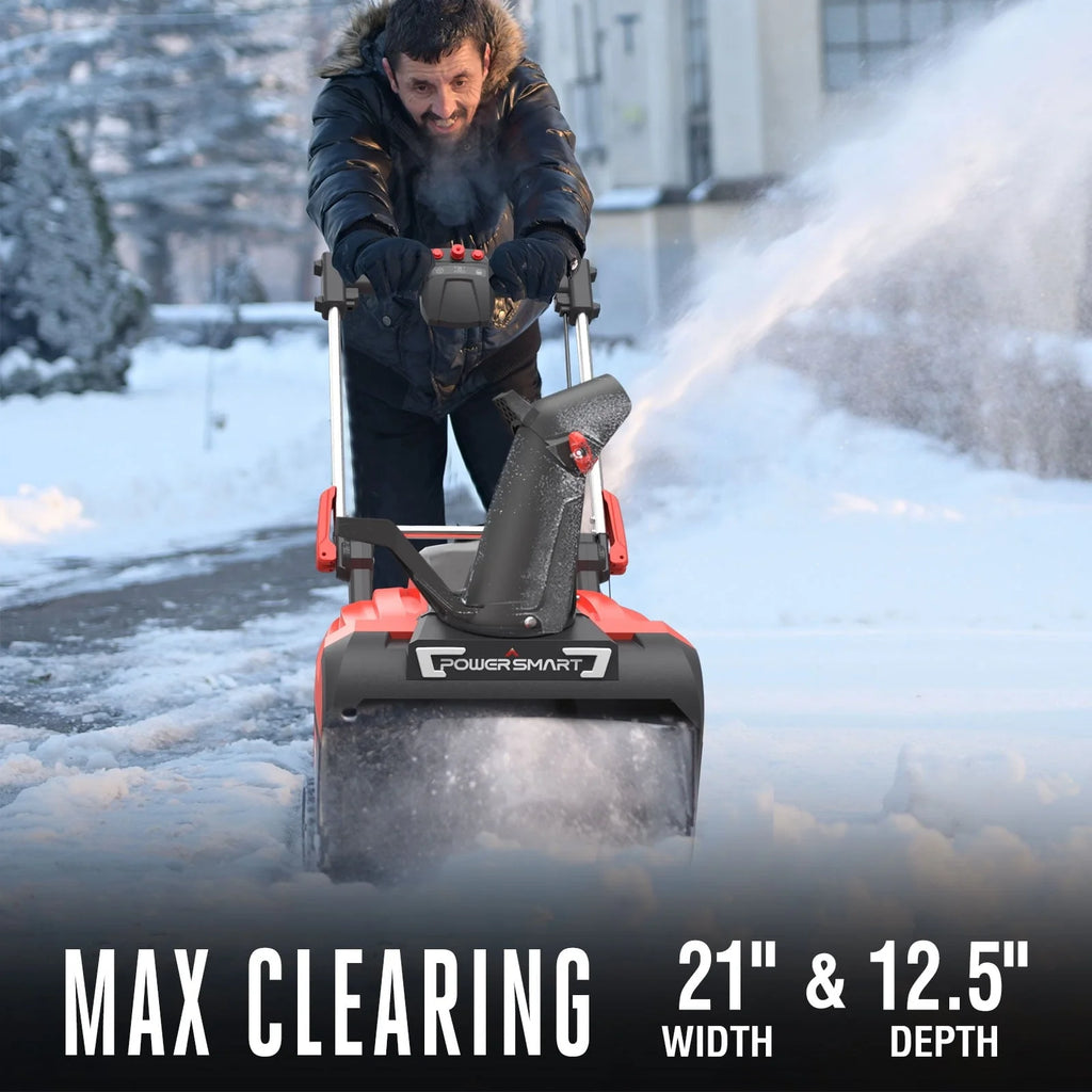 Powersmart 21" 80V Cordless Snow Blower, 6.0ah Battery Powered Snow Thrower, DB2801RW - 3P1