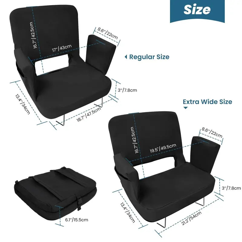 TOPSKY Stadium Seat with Back Support, 18.7â€?Wide, Reclining, Padded, Waterproof, Portable