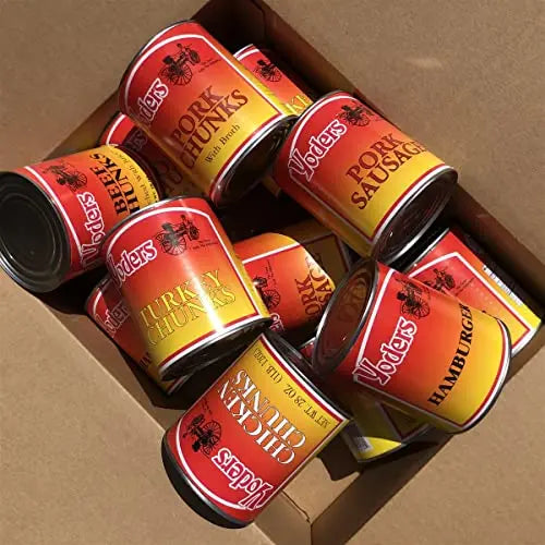 Yoder's Premium Canned Meat Variety Pack: Beef, Chicken, Hamburger, Turkey, Pork, Sausage â€?12 Cans/Full Case